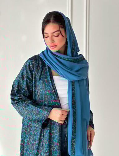 عباية قطن مشجر| ازرق