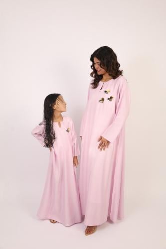 جلابية النحلات لينن للكبار | وردي