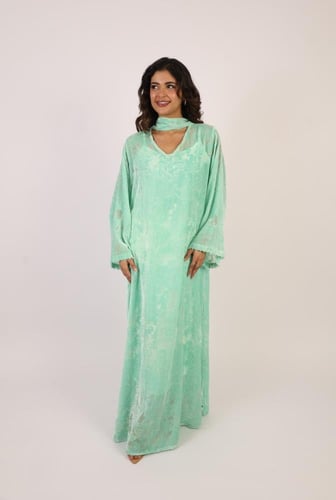 جلابية شيفون مع قطيفة