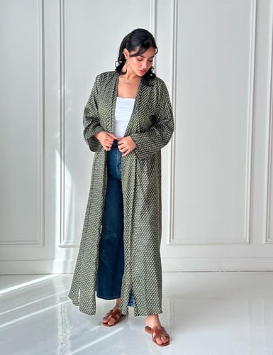 عباية قطن مشجر| أخضر