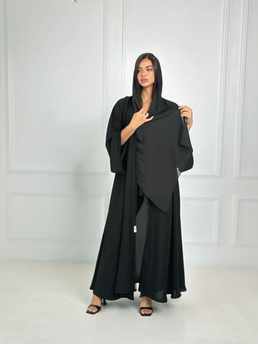 عباية كريب كلوش | اسود