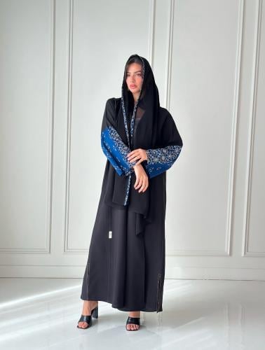 عباية كريب مغسول مع قطن | نيلي