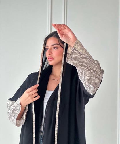 عباية كريب مغسول مع قطن | رمادي