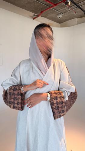 عباية لينن مع قطن | بيج و بني