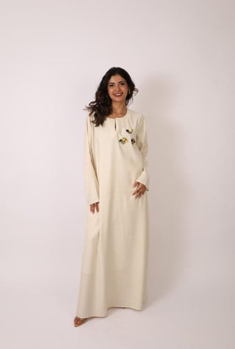 جلابية النحلات لينن للكبار | بيج