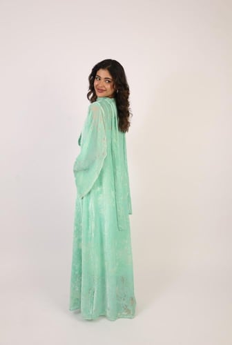 جلابية شيفون مع قطيفة