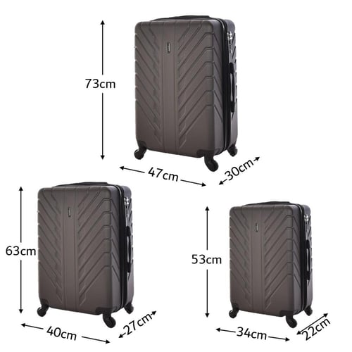 حقائب سفر تراك قوية وصلبة 3 قطع بعجلات - رمادي غام...
