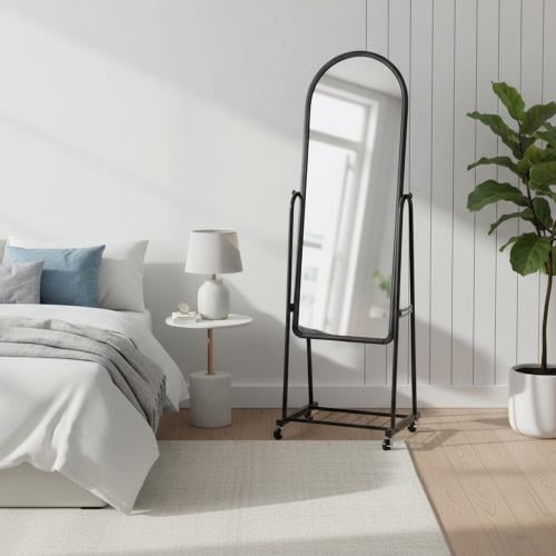 مراية ستاند بعجلات وإطار بلاستيك - مقاس 158 سم