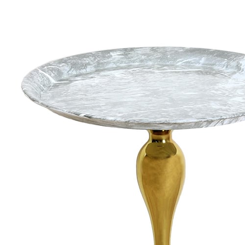 طاوله خدمه أنيقة من الاستيل بتصميم دائري - رمادي ر...