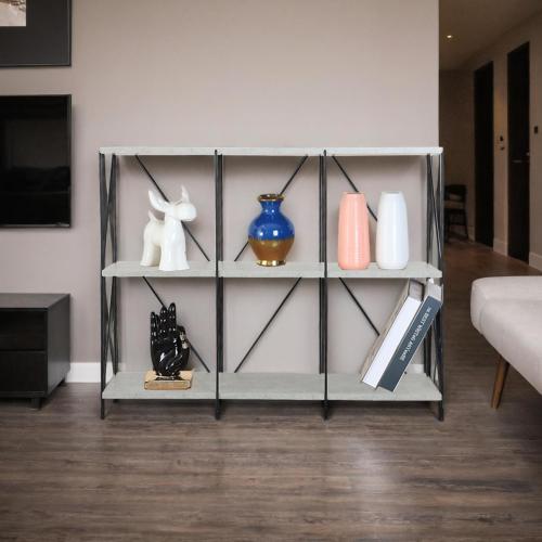 طاولة كونسول خشب ماليزي 3 ادوار - لون رمادي