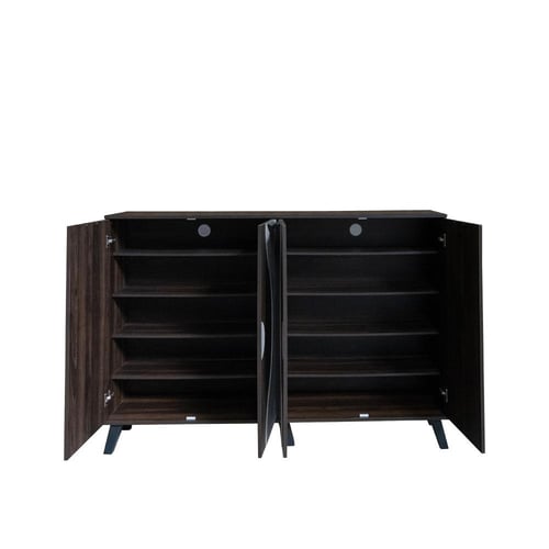 خزانة احذية 4 ابواب - بني غامق ورصاصي