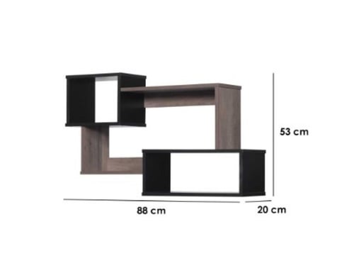 أرفف حائط متشابكة - بني غامق واسود