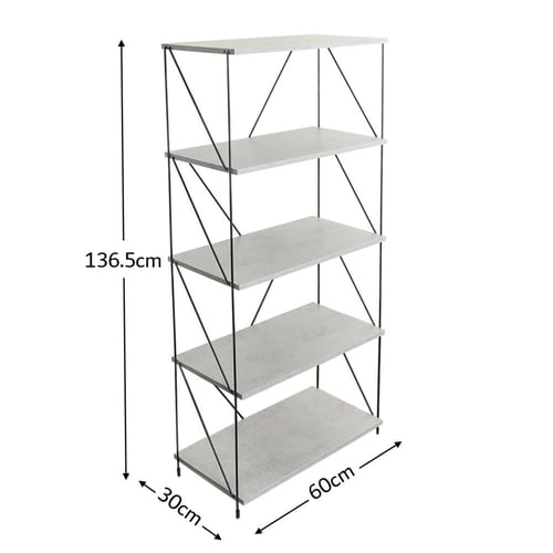 وحدة رفوف خشب ماليزي 5 ادوار متعددة الإستخدام رماد...