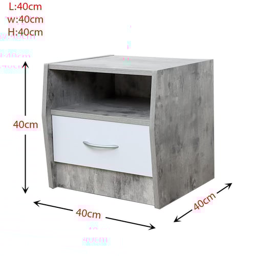 طاولة السرير خشب ماليزي درج واحد مع رف لون رمادي و...