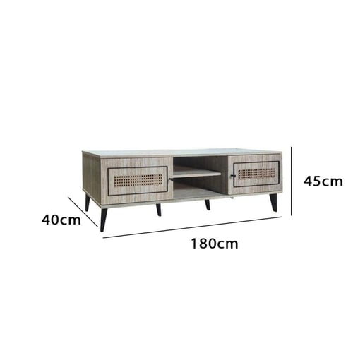 طاولة تلفزيون مودرن 180 سم خشب ماليزي 2 ادراج وارف...