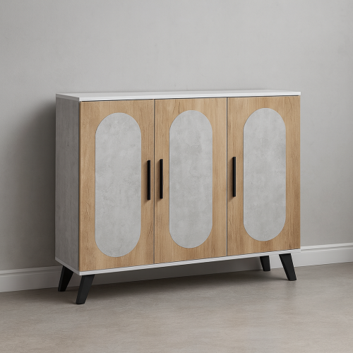 خزانة أحذية مودرن خشب ماليزي 5 أرفف 3 أبواب – رماد...