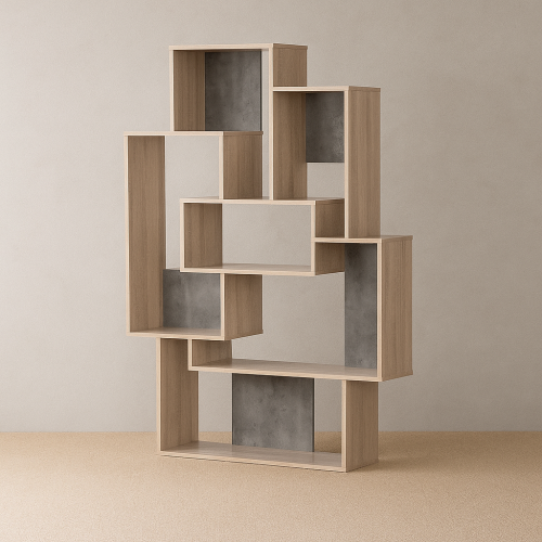 وحدة رفوف خشب ماليزي للكتب بتصميم مفتوح – لون خشبي...