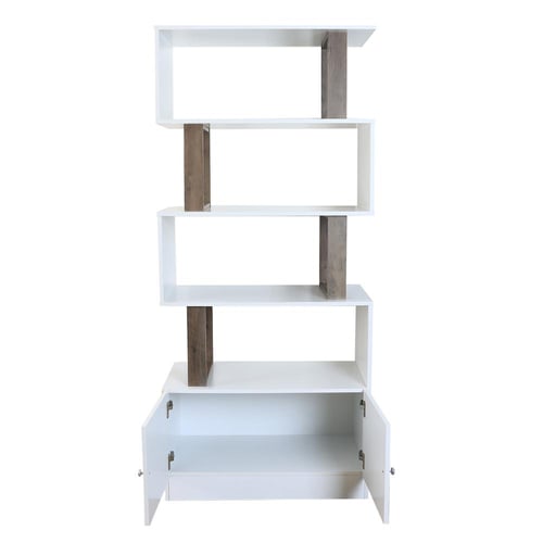 وحدة رفوف 4 أدوار خشب ماليزي مع درج للتخزين – لون...