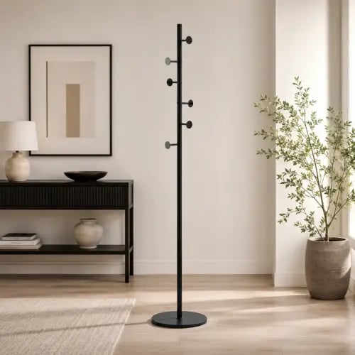 علاقة ملابس أرضية معدن ورخام – أسود – 35×188 سم