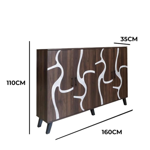 خزانة أحذية خشب ماليزي 2 قسم 5 أدوار - بني غامق ور...