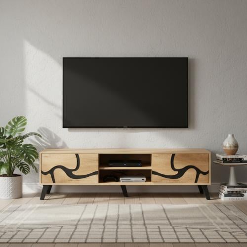 طاولة تلفزيون مستطيلة خشب ماليزي 160 سم - بيج واسو...