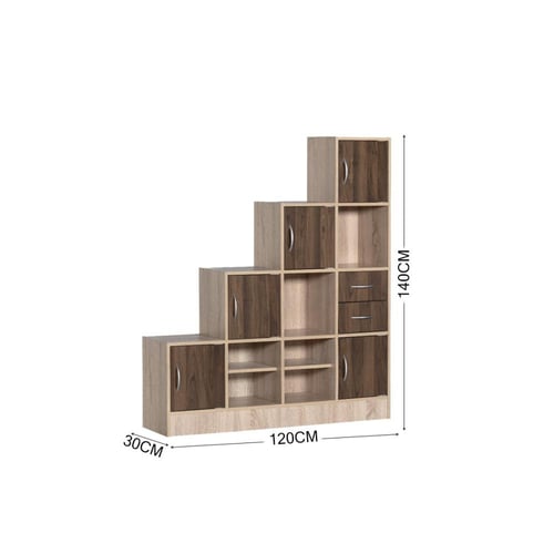 وحدة أرفف مكتبية مدرجة – خشب ماليزي – 4 أدوار مع أ...