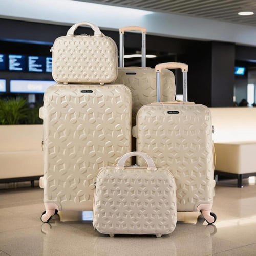 شنط السفر 5 قطع ماركة نيو ترافيل بعجلات دوارة - عد...