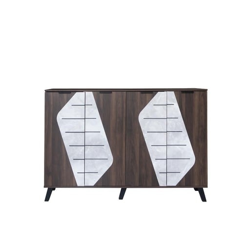 خزانة أحذية كبيرة 2 أقسام خشب ماليزي 5 ارفف , بني...