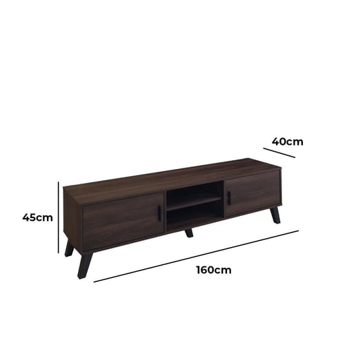 طاولة تلفزيون بني 160 سم مع ارفف خشب