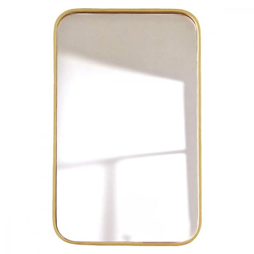 مرآة جدارية مستطيلة الشكل لون ذهبي