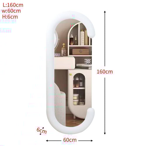 مرايا حائط بيضاوي بإطار أبيض