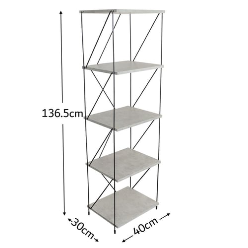 وحدة رفوف خشب ماليزي 5 ادوار متعددة الإستخدام رماد...