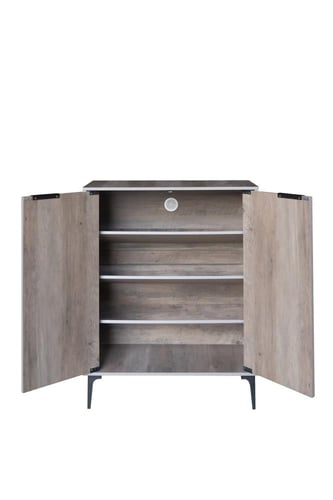 خزانة أحذية خشب ماليزي بابين 4 أدوار تخزين لون خشب...