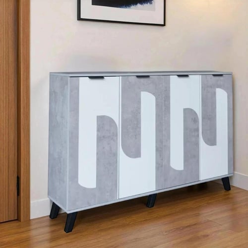 خزانة أحذية 4 أبواب خشب ماليزي 160 سم - رمادي فاتح...