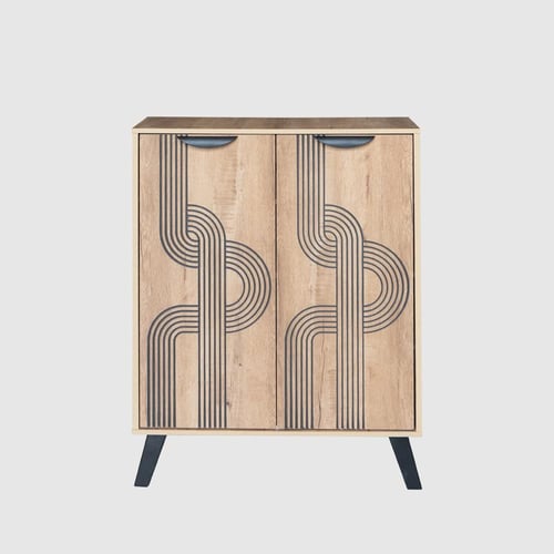 خزانة أحذية ماليزي من الخشب ببابين - خشبية