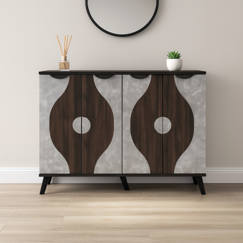 خزانة احذية 4 ابواب - بني غامق ورصاصي