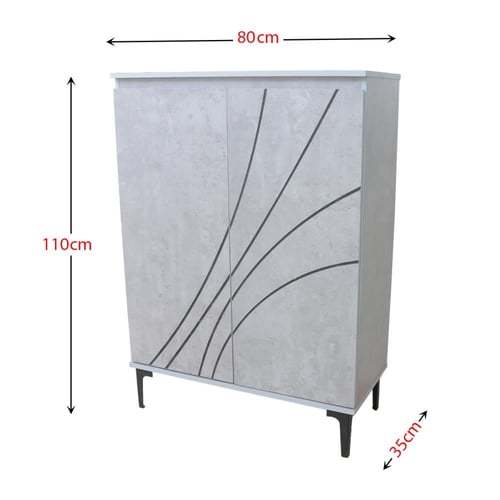 خزانة احذية 5 دور خشب ماليزي بابين لون رصاصي