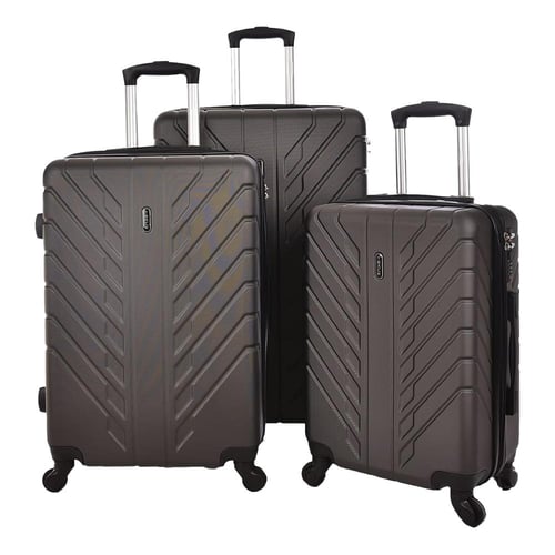 حقائب سفر تراك قوية وصلبة 3 قطع بعجلات - رمادي غام...