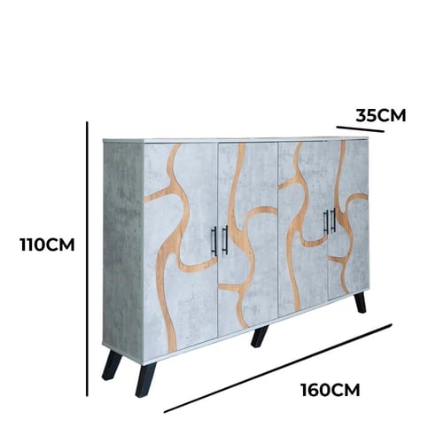 خزانة أحذية خشب ماليزي 2 قسم 5 أدوار - رمادي فاتح...