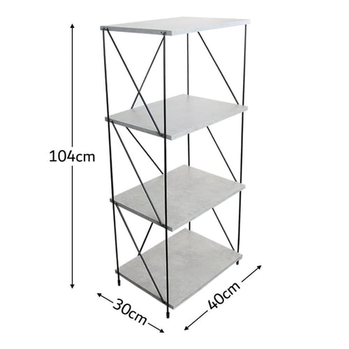 وحدة رفوف خشب ماليزي 4 ادوار متعددة الإستخدام رماد...