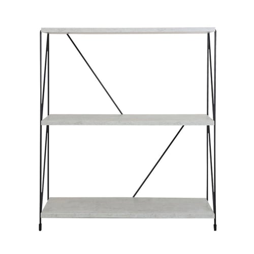 وحدة رفوف خشب ماليزي 3 ادوار متعددة الإستخدام رماد...