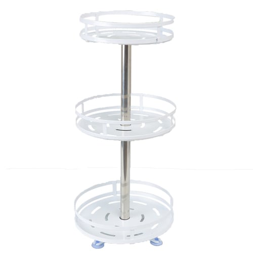 رفوف تنظيم حديد دائرية 3 أدوار لون أبيض