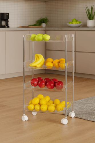 أرفف التخزين 4 أدوار بعجلات متحركة