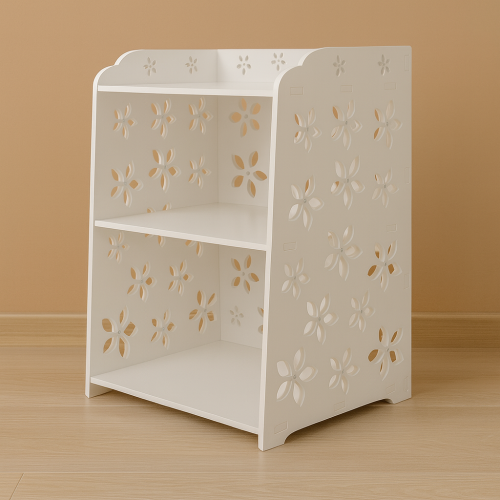 وحدة تخزين خشبية دورين مفتوح مع رف علوي مخرمة بالو...