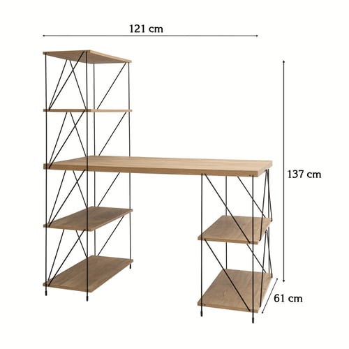 طاولة مكتب مع أرفف جانبية - خشبي