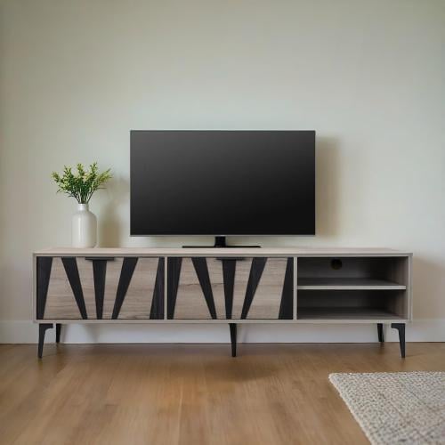 طاولة تلفزيون خشب ماليزي 160 سم – تصميم عصري مع تخ...