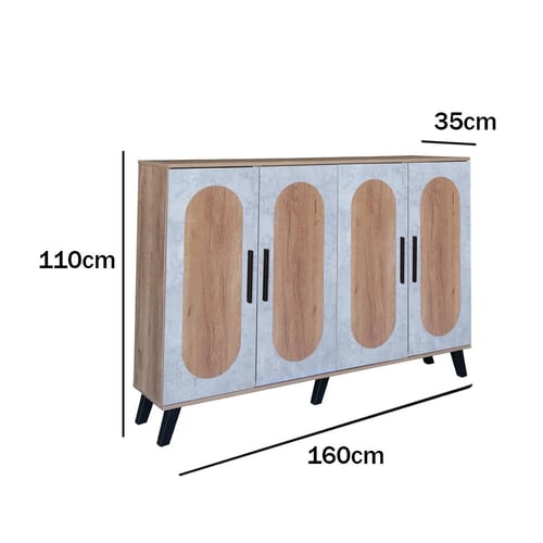 خزانة أحذية 4 أبواب خشب ماليزي 160 سم – خشبي مع رم...
