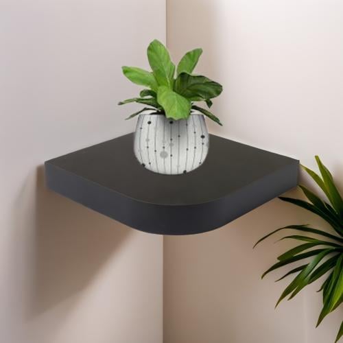 رف خشب زاوية مقوس لون اسود مقاس 23*23 سم A_08_1