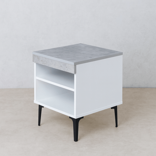 كومودينو رفين خشب ماليزي - أبيض ورمادي