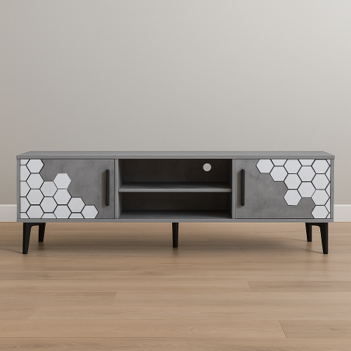 طاوله تلفزيون مستطيلة 160 سم مع 2 ادراج تخزين 2 أر...